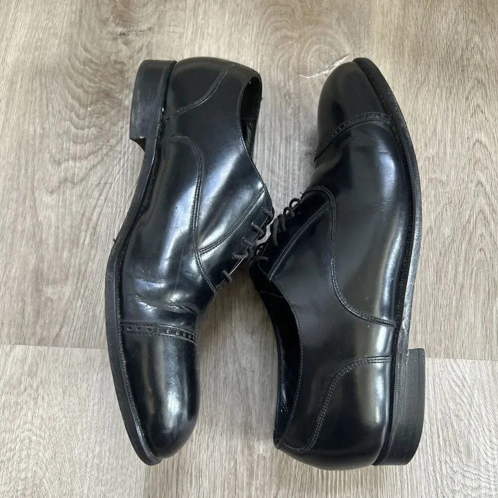 Florsheim Lexington Dress Shoes Mens 11 Wide 3E Black Cap Toe Oxford Lace Up
